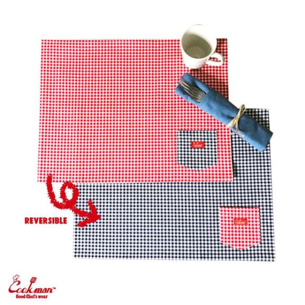 新品 クックマン Cookman Table Pocket Mat Reversible Gingh...