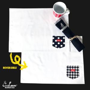 新品 クックマン Cookman Table Pocket Mat Reversible Chidori & Dots テーブルポケットマット ランチョンマット WHITE ホワイト 999006436010 グッズ｜essense