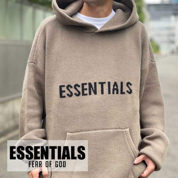 新品 エッセンシャルズ ESSENTIALS LOGO KNIT HOODY ロゴ ニット プルオー...