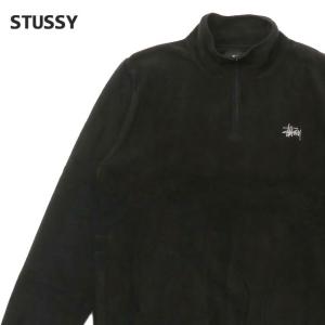 新品 ステューシー STUSSY POLAR FLEECE HALF ZIP ハーフジップ プルオーバー ストックロゴ BLACK ブラック 黒 420000515041 TOPS｜essense