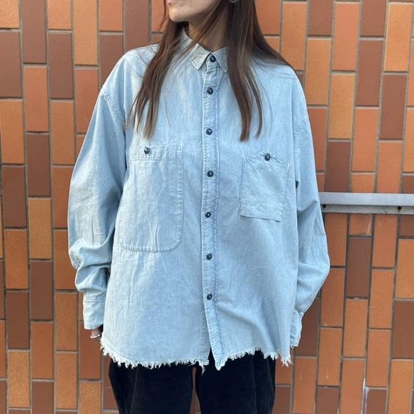 HUNIT エイチユニット Chambray Big Pocket work shirt シャンブレ...