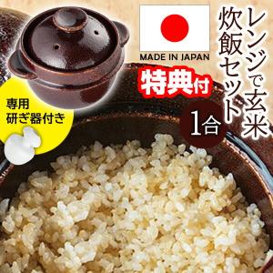 日本製 レンジで玄米炊飯セット １合炊 玄米炊飯器 レンジ専用 電子レンジ 炊飯器 ご飯釜 WA-951 浸水なし レンジで玄米 レシピ付き 専用研ぎ器付き 玄米｜este