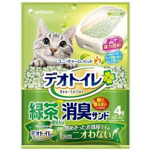 (まとめ）デオトイレ 飛び散らない緑茶成分入り消臭サンド 4L （ペット用品)〔×8セット〕｜estim