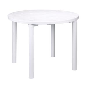ガーデン テーブル カフェテーブル 丸型 直径900 ポリプロピレン樹脂 パラソル穴付 ホワイト 白 1台単位 軽量 屋外 雨ざらし 組み立て式 代引不可｜estoah