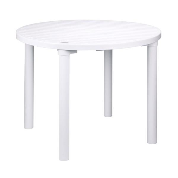 ガーデン テーブル カフェテーブル 丸型 直径900 ポリプロピレン樹脂 パラソル穴付 ホワイト 白...