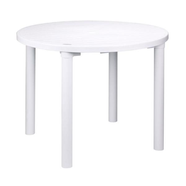 ガーデン テーブル カフェテーブル 丸型 直径900 ポリプロピレン樹脂 パラソル穴付 ホワイト 白...