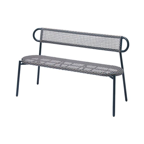 ガーデンファニチャー ベンチ WA-チェア ロング ブルー 青 横1280×奥行465×高さ740×...