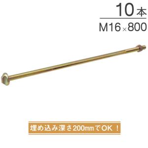 オメガー オメガアンカーボルトM16 基礎と土台の接合 M16×800mm AA3423 10本単位 ナット付属 埋込深さ200mm 性能試験済 基礎 土台 アンカー コンクリート｜estoah