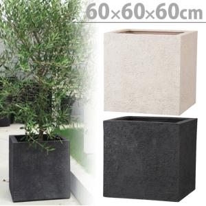 植木鉢 陶器製 ブラック プランター（大） 底穴あり プランター 植木鉢 底穴あり リガンデ キューブ アイボリー ブラック