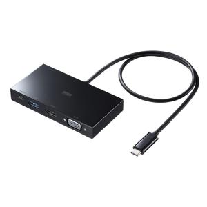 USB TタイプCマルチ変換アダプタ HDMI VGA USB3.2 Gen1 Type-C PD100W ケーブル長50cm AD-ALCMHV2BK サンワサプライ｜esupply