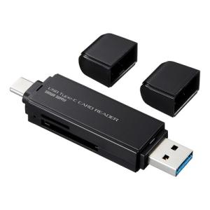 カードリーダー USB Type C microSDXC SDXC SDHC SD キャップ付き ADR-3TCMS6BK サンワサプライ ネコポス対応｜esupply