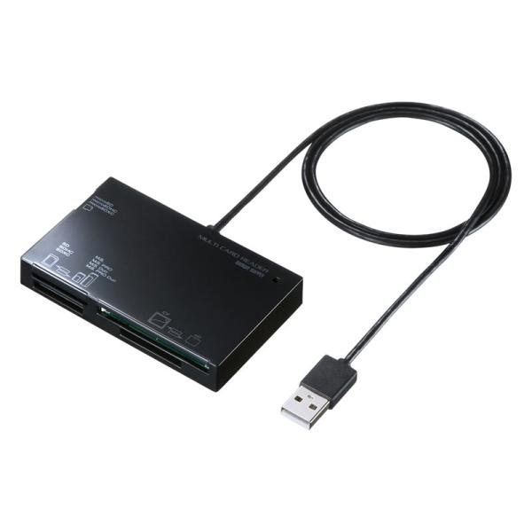 USB2.0 カードリーダー ブラック ケーブル一体型 microSDカード ADR-ML19BKN...