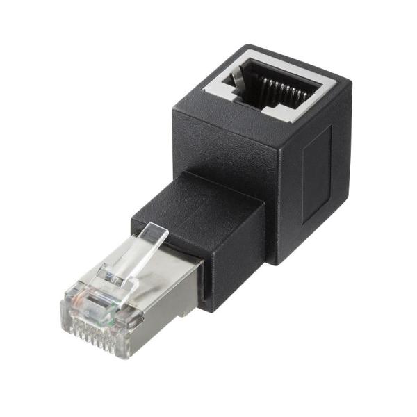 RJ-45コネクタ90度角度変更アダプタ 上出しタイプ L型変換アダプタ カテゴリ6A対応 シールド...