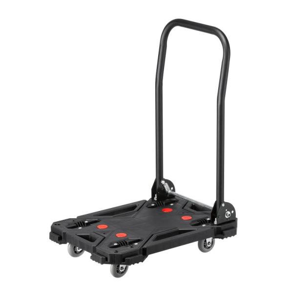 折りたたみ台車 4輪自在 コンパクト 滑り止め付 耐荷重80kg 小サイズ CART-FA8HBK ...