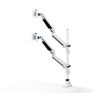 液晶モニターアーム 垂直水平 多関節 VESA規格 上下2面 ホワイト CR-LA1303WN サンワサプライ