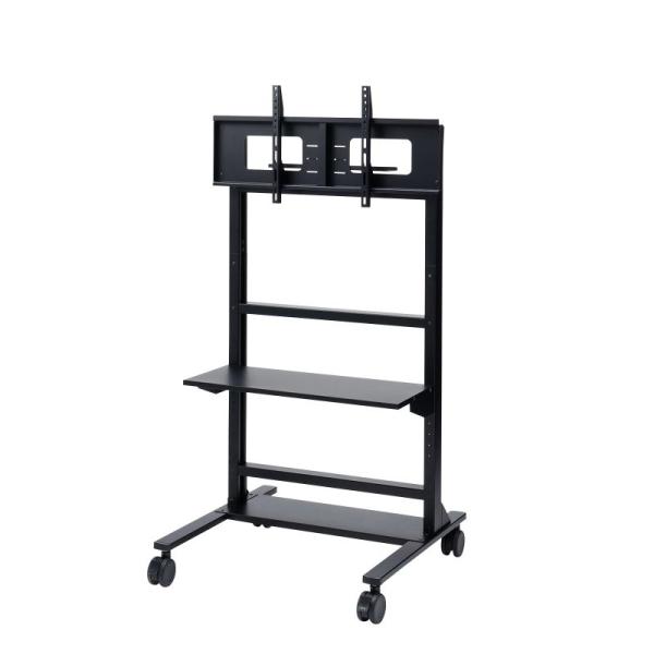 テレビスタンド ハイタイプ キャスター付き 55〜100インチ対応 高耐荷重 日本製 棚板付き ブラ...