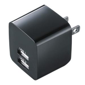 訳あり新品 USB充電器 2ポート 2.4A 小型 ブラック 箱にキズ、汚れあり ACA-IP44BK サンワサプライ｜esupply