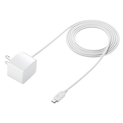 訳あり新品 microUSBケーブル一体型AC充電器 1.5m 2.1A ホワイト パッケージにキズ...