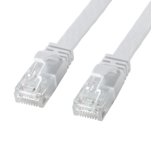 訳あり新品 カテゴリ6AフラットLANケーブル ホワイト 30m 超フラット 高弾力PVC製ケーブル...