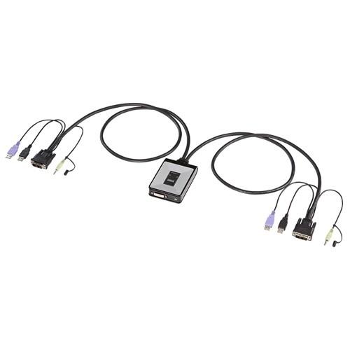 訳あり新品 パソコン切替器 フルHD WUXGA対応 DVI USB接続 自動 2:1 ケーブル一体...