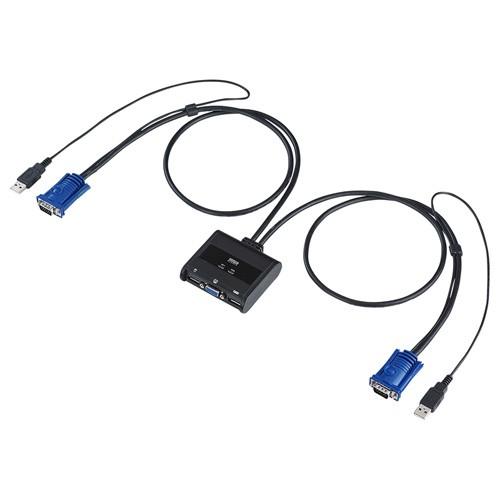 訳あり新品 パソコン切替器 VGA USB対応 2:1 自動 ケーブル一体型 コンパクト SW-KV...