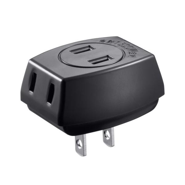 訳あり新品 トリプルタップ 2P 3個口 トラッキング火災予防絶縁キャップ付き ブラック TAP-A...