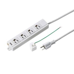 訳あり新品 電源タップ 5m 3Pプラグ 4個口 抜け止め マグネット 2P変換プラグ付 TAP-MG341N2-5 サンワサプライ  箱にキズ、汚れあり
