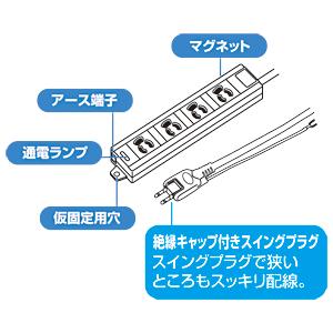 訳あり新品 電源タップ 3Pプラグ 4個口 1...の詳細画像2