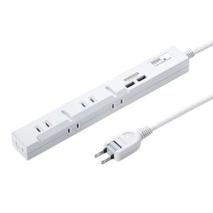 訳あり スリムタップ USB充電機能付 5個口 1m TAP-SLIM5U-1
