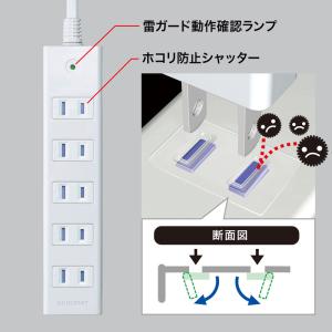 訳あり新品 雷ガードタップ 2Pプラグ 6個口...の詳細画像2
