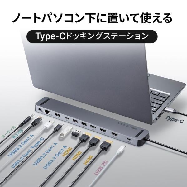 訳あり新品 ドッキングステーション USBタイプC接続 HDMI×3画面出力 USB-CVDK13 ...