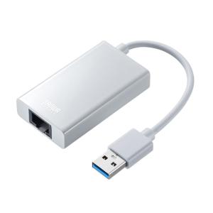 訳あり新品 USB3.2-LAN変換アダプタ USBハブポート付 ホワイト USB-CVLAN3WN サンワサプライ 外装に傷・汚れあり ネコポス対応｜esupply