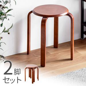 イーサプライ スツール 木製 5脚セット 天然木 丸椅子 背もたれ無し