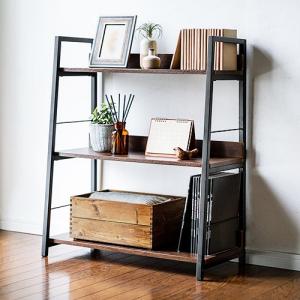 期間限定セール アイアンラック 木目調 オープン シェルフ スチール製 3段 幅70cm おしゃれ 収納棚 EEX-DKSH03