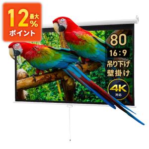 プロジェクタースクリーン 80インチ ワイド 吊り下げ 壁掛け 4K 高画質 手動 フィルム ロール式 巻き取り ホームシアター 家庭用 EEX-PST4-80HDK｜esupply