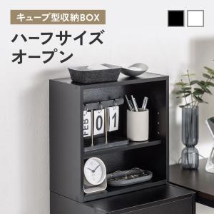 キューブ型収納ボックス オープン ハーフサイズ 幅35×奥行17×高さ35cm 2段式 配線穴 推し活収納棚 アクスタ DVD Switch EZ1-CUBEH7