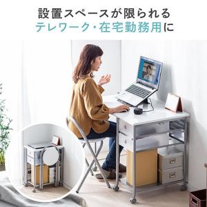折りたたみデスク 折りたたみイス付 キャスター...の詳細画像2