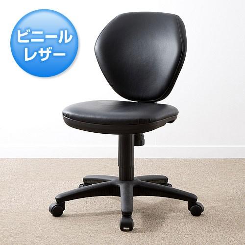 オフィスチェア ビニールレザー張り パソコンチェア ロッキング 事務 キャスター ワークチェア ブラ...