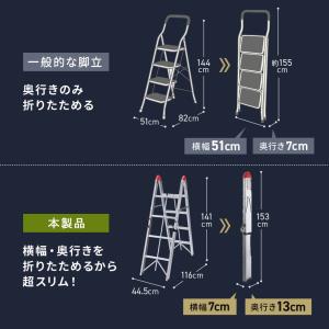 脚立 4段 コンパクト スリム 折りたたみ簡単...の詳細画像2
