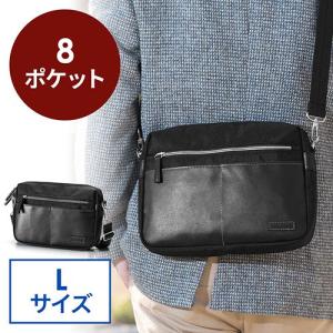 ミニショルダーバッグ 斜めがけ 合皮 タブレット収納 サコッシュ Lサイズ ブラック EZ2-BAG144BK ネコポス非対応｜esupply