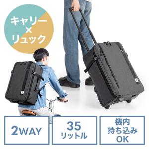 ソフトキャリー リュック 2WAY 大容量  機内持ち込み 出張 旅行 おすすめ グレー EZ2-BAGCR007BK｜イーサプライ ヤフー店