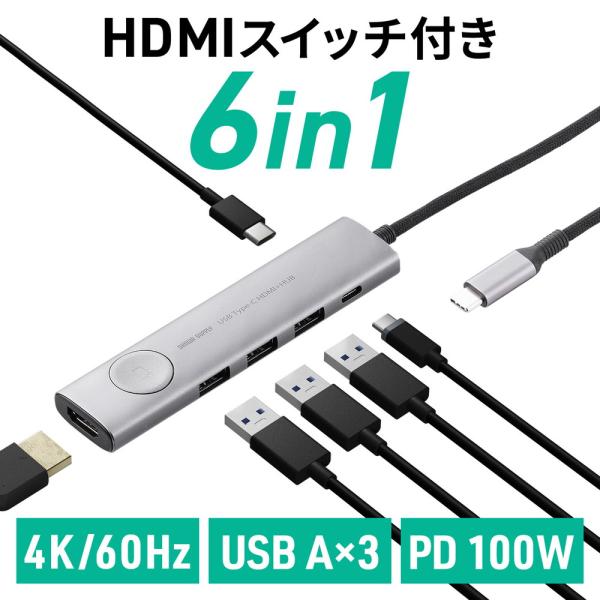 ドッキングステーション USB Type-C 画面ON/OFFスイッチ付き HDMI 4K/60Hz...