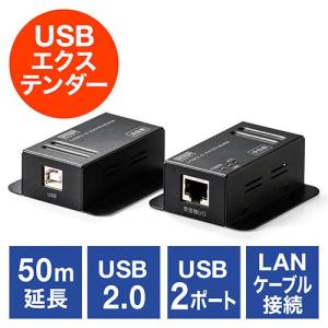 USBエクステンダー USB延長 最大50m USB2.0 USB2ポート LANケーブル使用 EZ5-USB067｜esupply