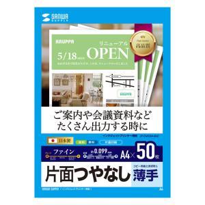 インクジェットファイン用紙 つやなしマット 薄手 A4 50枚 JP-EM2NA4N2 サンワサプライ ネコポス対応