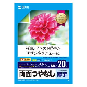 両面印刷紙 インクジェット対応 つやなしマット 薄手 A4サイズ 20枚 JP-ERV4NA4N2 サンワサプライ ネコポス対応｜esupply