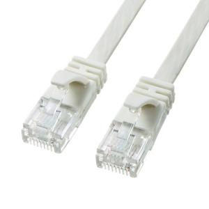 LANケーブル 5m カテゴリ6A フラット CAT6A ホワイト KB-FL6A-05W サンワサプライ ネコポス対応｜esupply