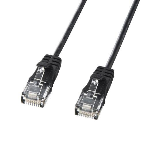 LANケーブル 2m CAT6 極細 カテゴリ6準拠 より線 ブラック KB-SL6-02BK サン...