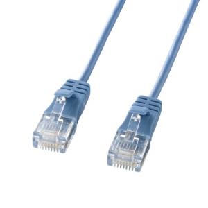 LANケーブル 5m CAT6 極細 カテゴリ6準拠 より線 ブルー KB-SL6-05BL サンワサプライ ネコポス対応｜esupply