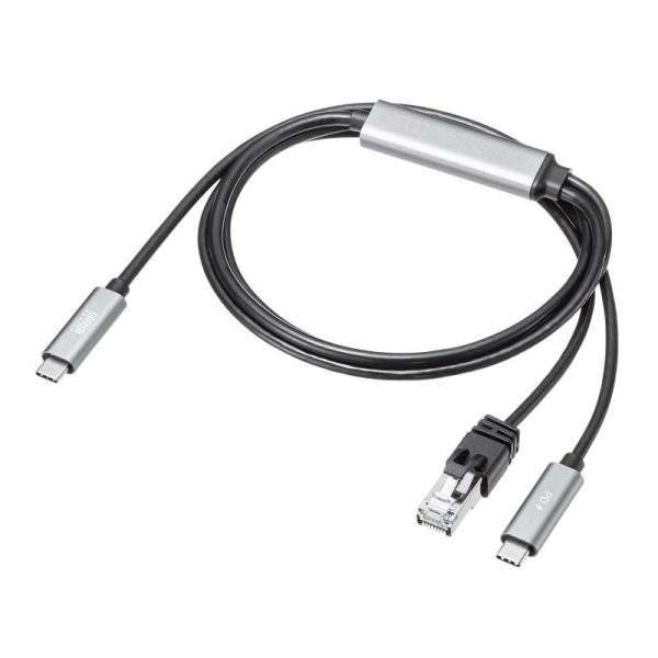 USB Type-C LAN変換ケーブル PD100W充電 1m カテゴリ6A 1Gbps ギガビッ...