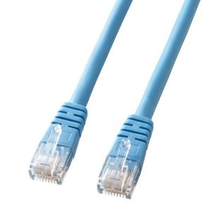 LANケーブル クロスケーブル 1m Cat 5eより線 ライトブルー KB-T5Y-01LBCN サンワサプライ ネコポス対応｜esupply